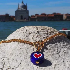 Amourrina Lido Necklace - Blue - Heart Red