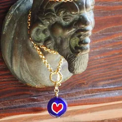 Amourrina Lido Necklace - Blue - Heart Red