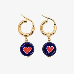 Amourrina Schiona Earrings Medium - Blue - Heart Red