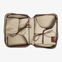 Battistoni Leather And Canvas Shirt-Case - Tan