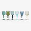 Bitossi Home Set Of 6 Glasses Assorted Shapes Texture Nuances Blue Green - White Wine