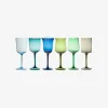 Bitossi Home Set Of 6 Glasses Assorted Shapes Nuances Blue Green - Red Wine