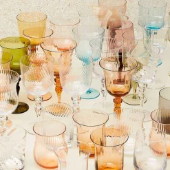 Bitossi Home Set Of 6 Glasses Assorted Shapes Nuances Amber Pink - Red Wine