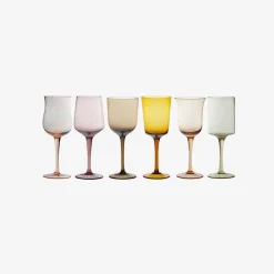 Bitossi Home Set Of 6 Glasses Assorted Shapes Nuances Amber Pink - Red Wine