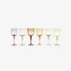 Bitossi Home Set Of 6 Goblets Adorned Stems Mixed Shapes - Amber Pink