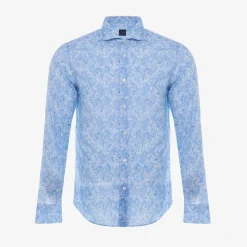 Fedeli Light Blue Sean Shirt With Paisley Print