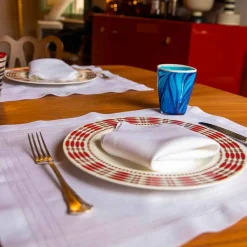 Issimo Hemstitch Embroidered Placemat And Napkin - Set Of 2