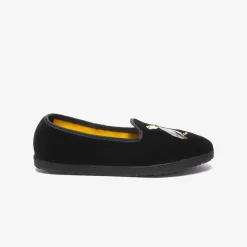 Issimo X Allagiulia Artisanal Black Velvet Loafers With Embroidery