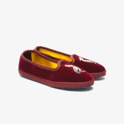 Issimo X Allagiulia Artisanal Burgundy Velvet Embroidery Loafers