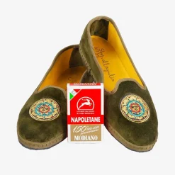 Issimo X Allagiulia Green Velvet Loafers With Embroidery