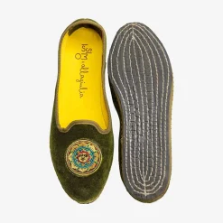 Issimo X Allagiulia Green Velvet Loafers With Embroidery