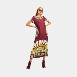 Issimo X La Doublej Swing Dress - Bordeaux Solar Placee