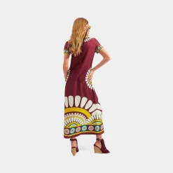 Issimo X La Doublej Swing Dress - Bordeaux Solar Placee