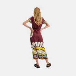 Issimo X La Doublej Swing Dress - Bordeaux Solar Placee