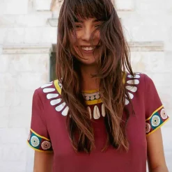 Issimo X La Doublej Swing Dress - Bordeaux Solar Placee