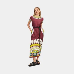 Issimo X La Doublej Swing Dress - Bordeaux Solar Placee