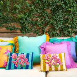 Issimo X Lisa Corti Bougainvillea Mustard Stripes Baby Pillow