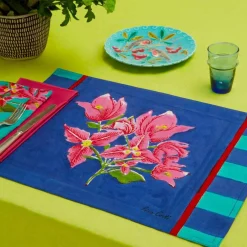 Issimo X Lisa Corti Bougainvillea Cotton Stripes Placemat