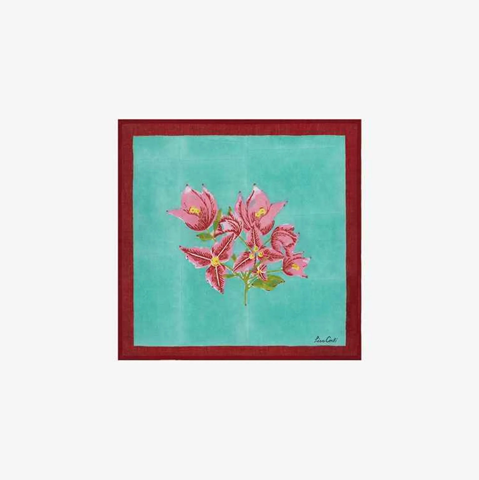 Issimo X Lisa Corti Bougainvillea White Veronese Stripes Napkin