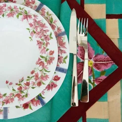 Issimo X Lisa Corti Bougainvillea White Veronese Stripes Napkin