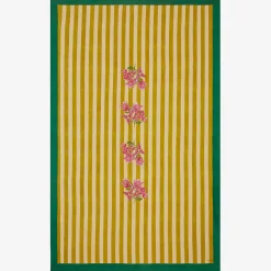 Issimo X Lisa Corti Bougainvillea Mustard Stripes Tablecloth
