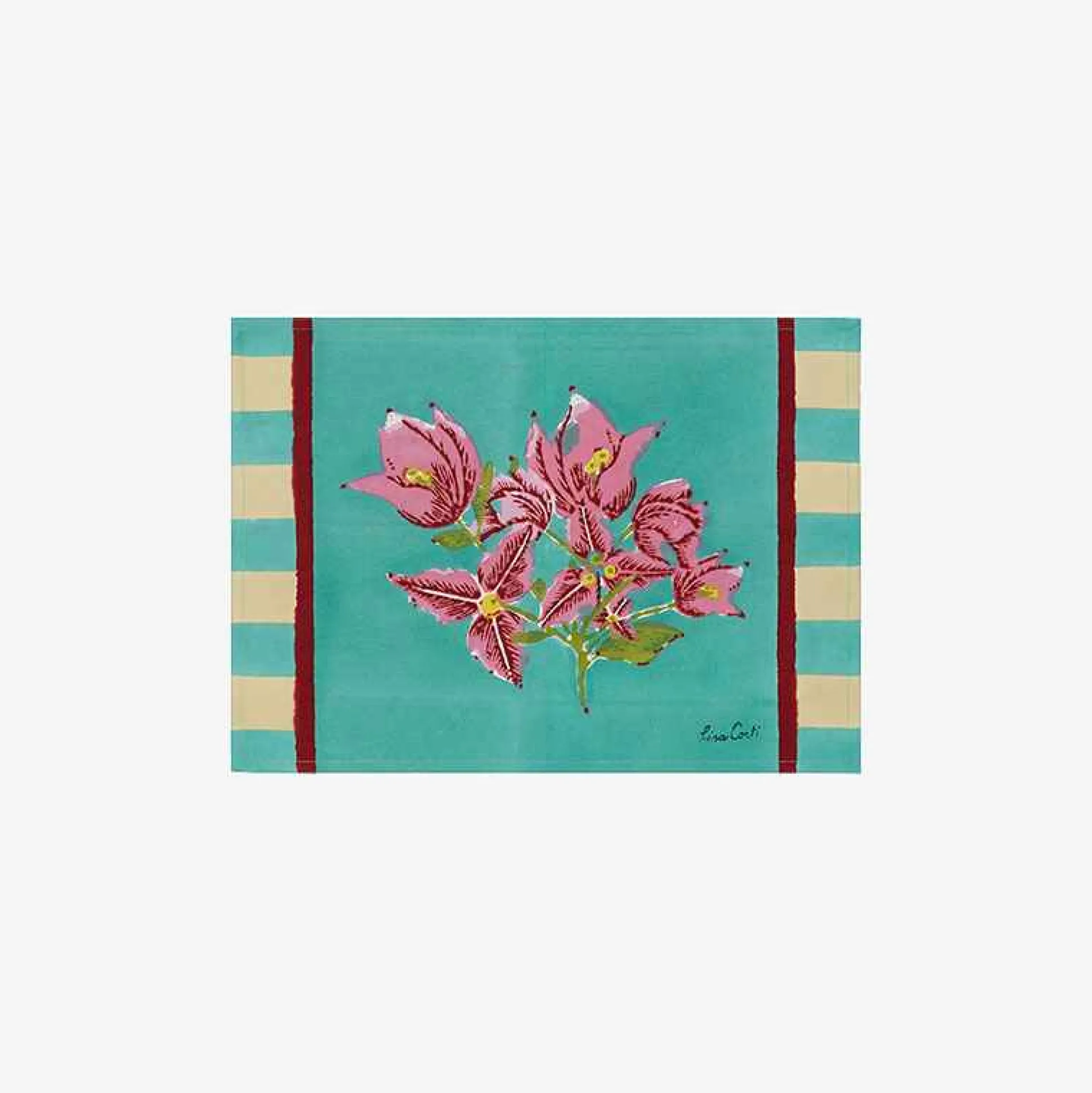Issimo X Lisa Corti Bougainvillea White Veronese Stripes Placemat