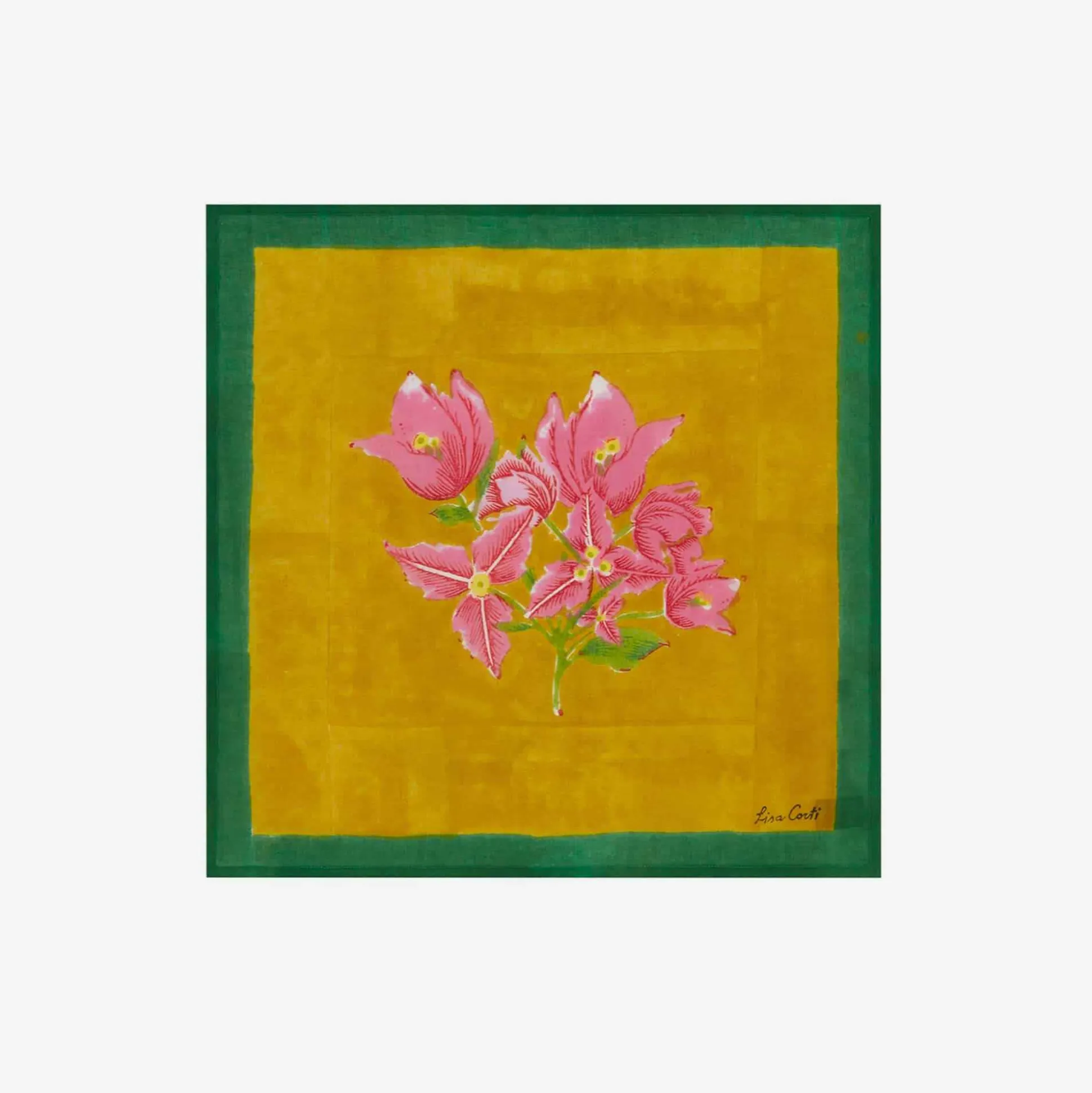 Issimo X Lisa Corti Bougainvillea Mustard Stripes Napkin