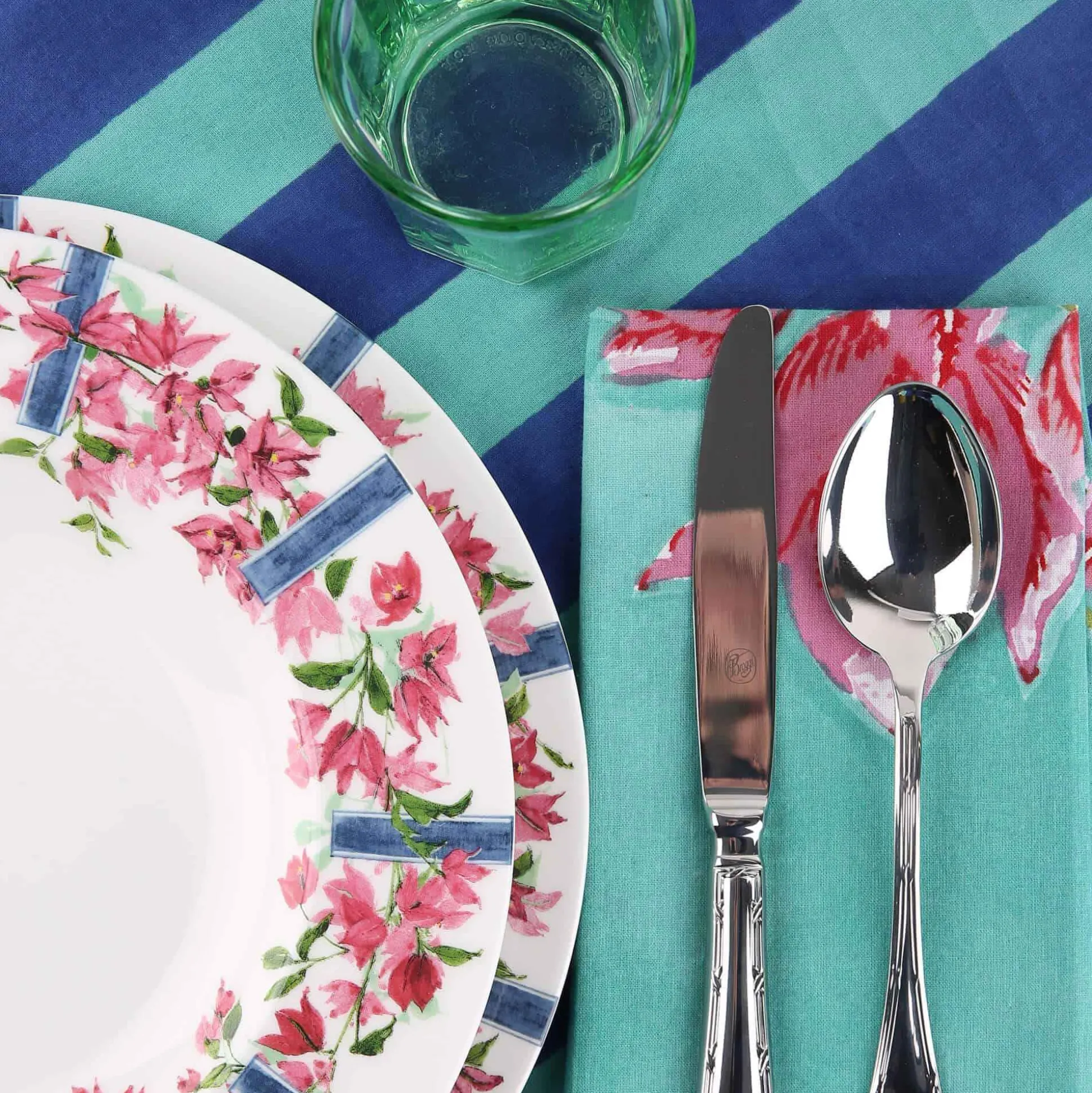 Issimo X Lisa Corti Bougainvillea Stripes Napkin