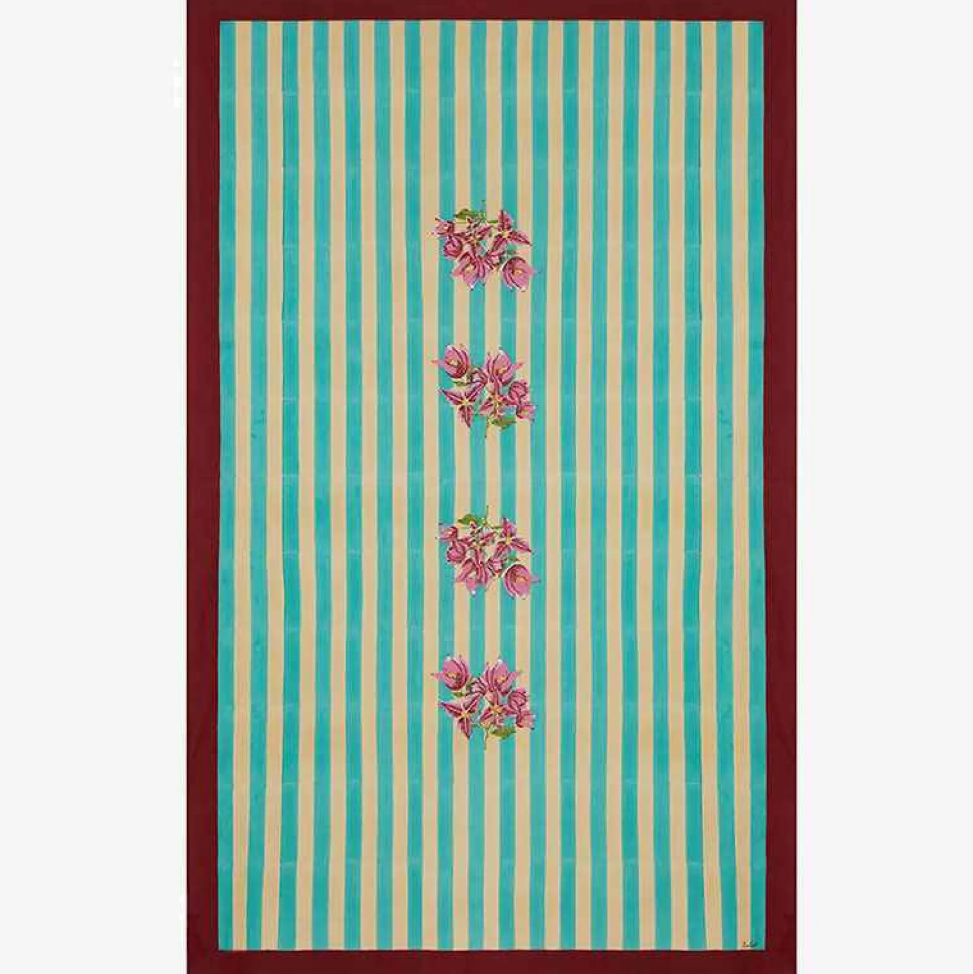 Issimo X Lisa Corti Bougainvillea White Veronese Stripes Table Cover
