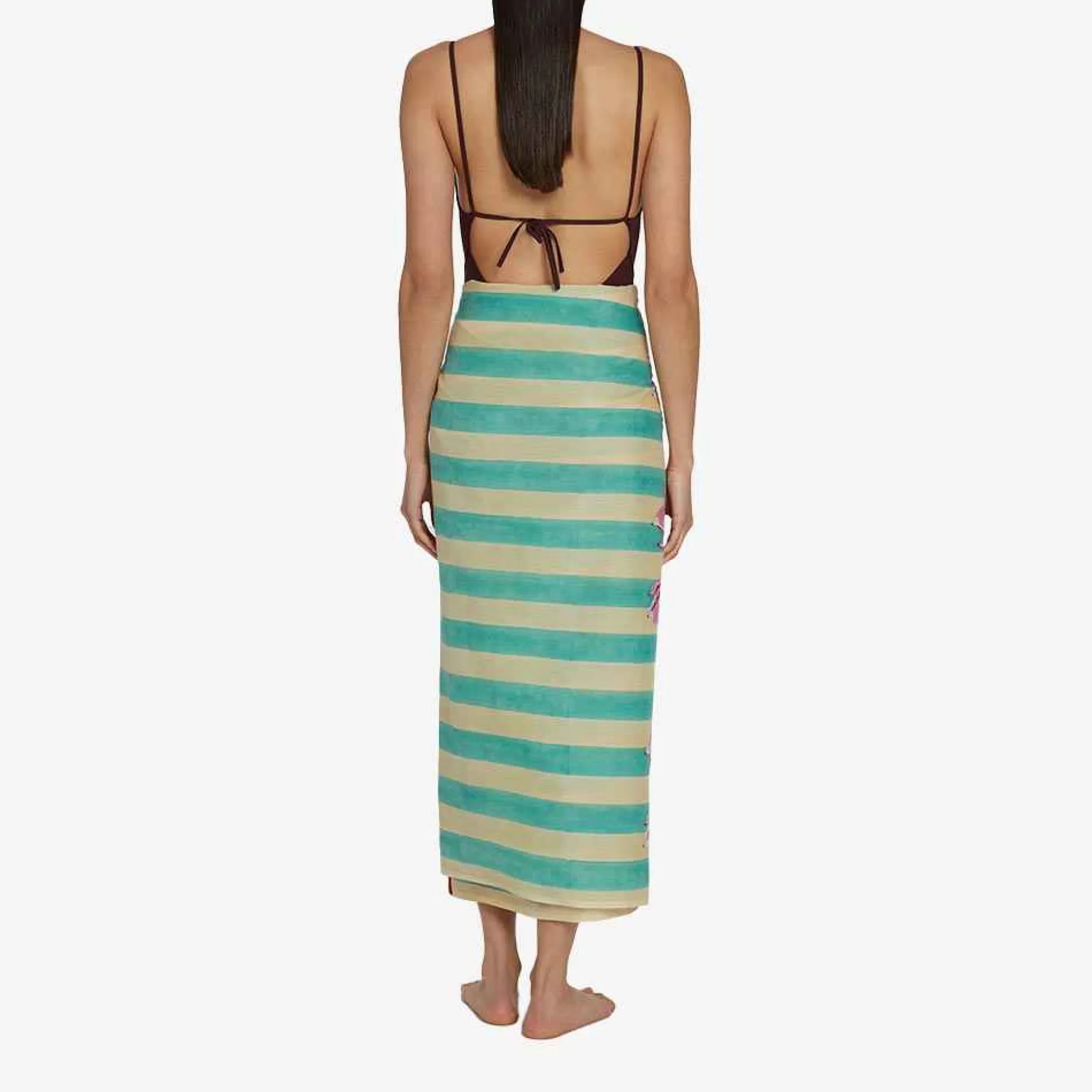 Issimo X Lisa Corti Bouganville White Veronese Stripes Sarong