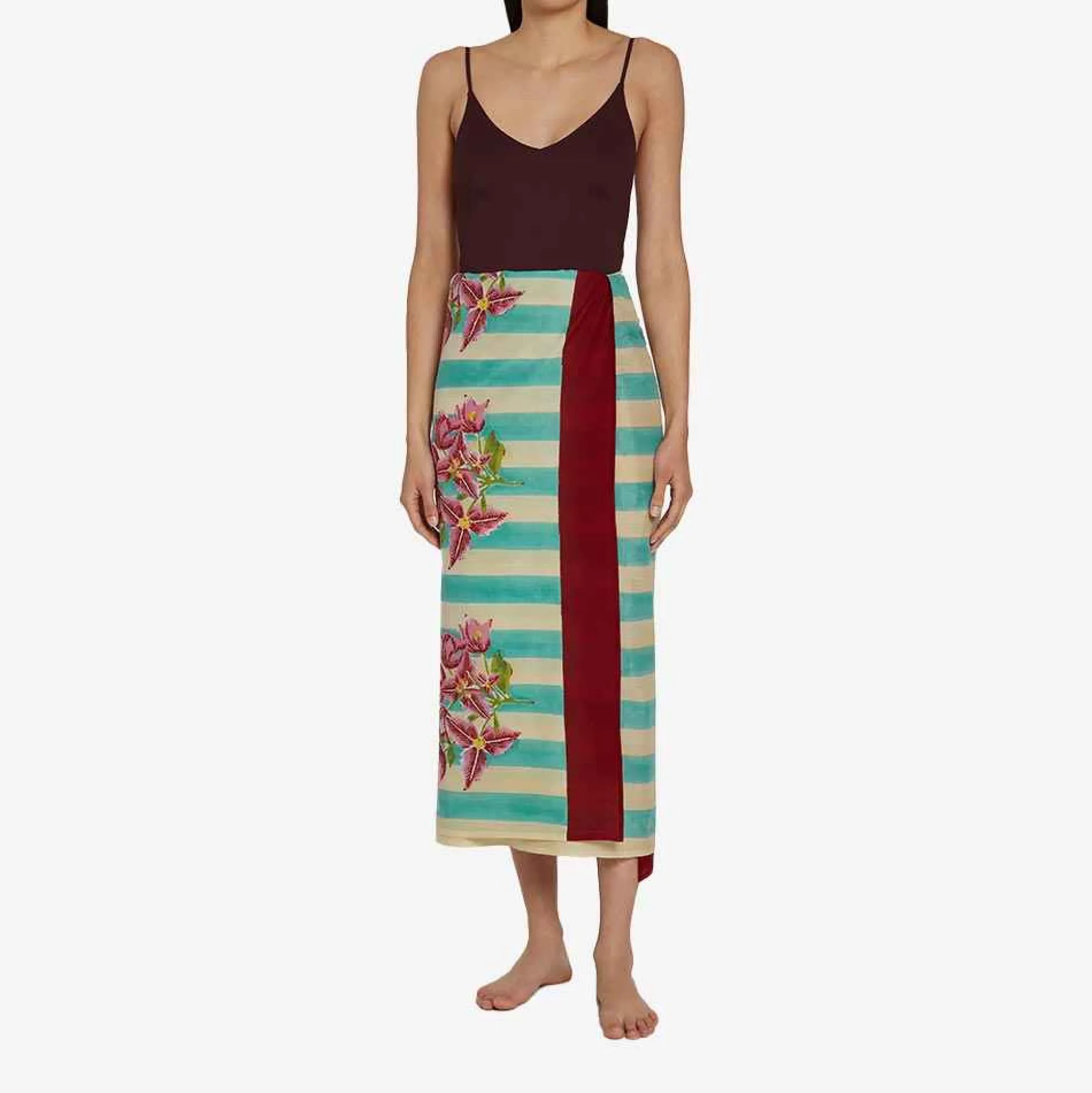 Issimo X Lisa Corti Bouganville White Veronese Stripes Sarong