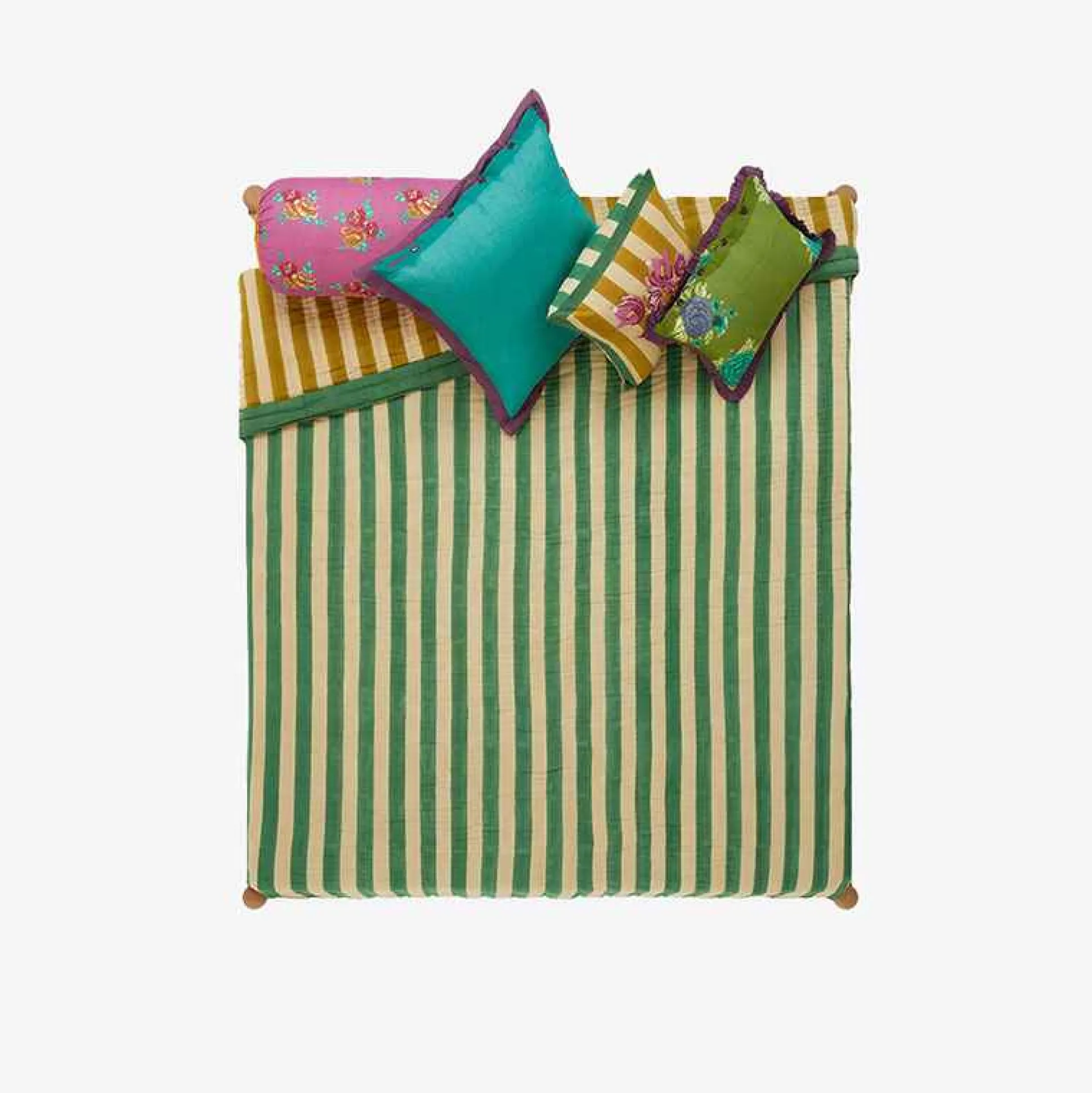 Issimo X Lisa Corti Bougainvillea Mustard Stripes Quilt