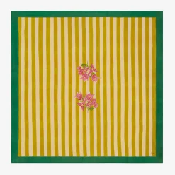 Issimo X Lisa Corti Bougainvillea Mustard Stripes Square Tablecloth