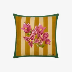 Issimo X Lisa Corti Bougainvillea Mustard Stripes Pillow