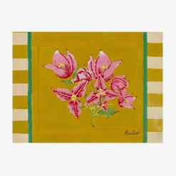 Issimo X Lisa Corti Bougainvillea Mustard Stripes Placemat