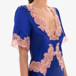 Issimo X Loretta Caponi Monica Short Sleeve Dress Blue