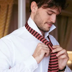 Issimo X Schostal Bicolour Striped Knitted Silk Tie