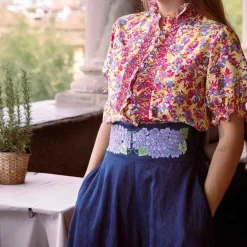 Loretta Caponi Donatella Short Pink Sleeve Shirt