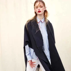 Officina Del Poggio - Long Fringed Cape Dark Blue