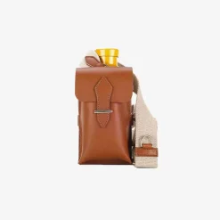 Officina Del Poggio Bottle Bag With Pocket And Bottle Tan