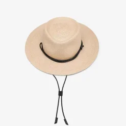 Officina Del Poggio Panama Straw O' Keeffe Hat With Black Leather Natural Nero