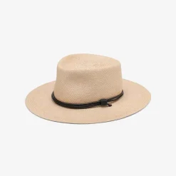 Officina Del Poggio Panama Straw O' Keeffe Hat With Black Leather Natural Nero