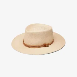 Officina Del Poggio Panama Straw O' Keeffe Hat With Tan Leather Natural Tan