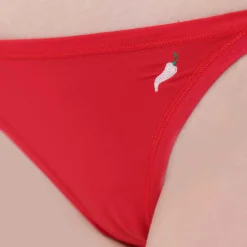 Red Slip-Issimo In Ecological Fabric With Our Lucky Chili Embroidery